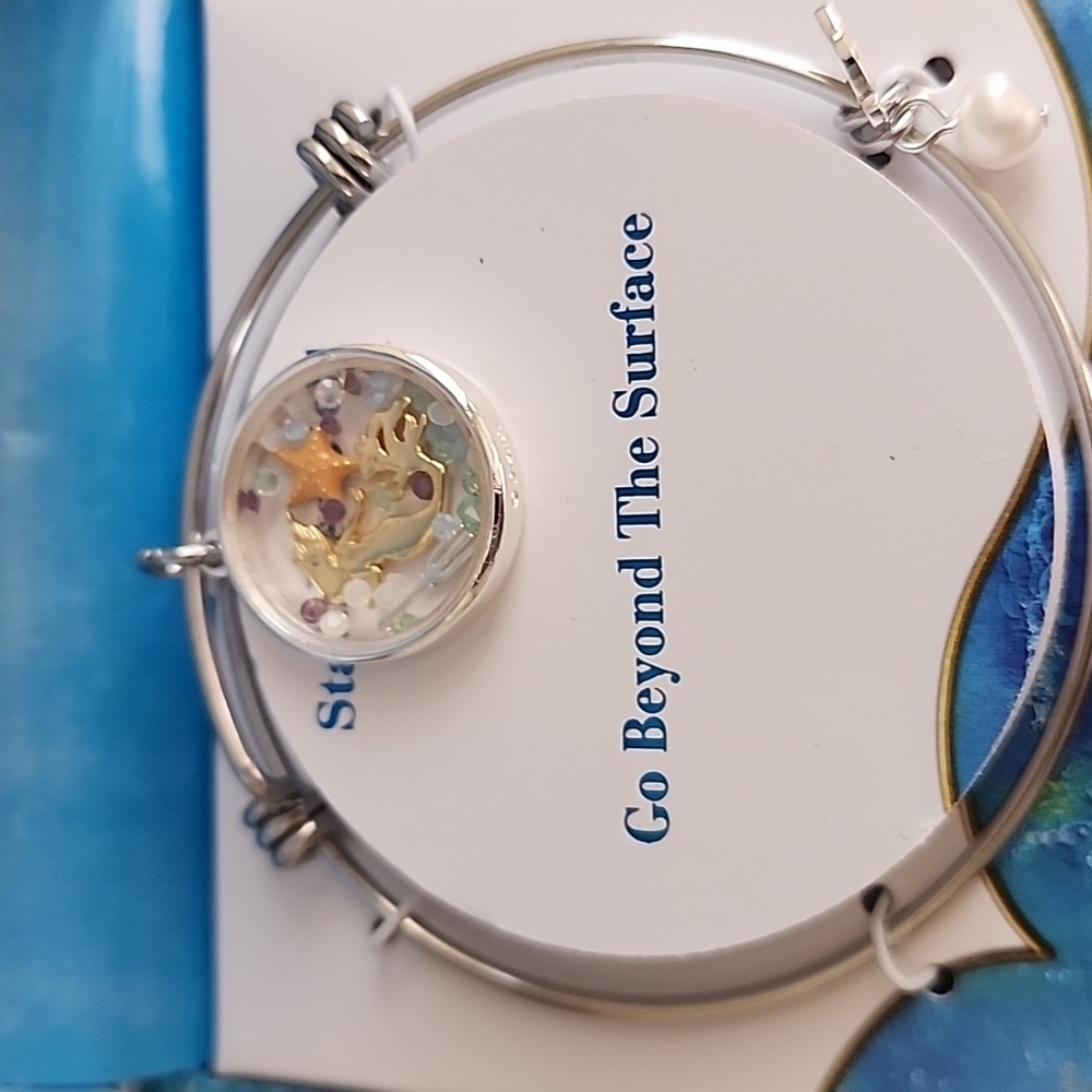 Disney Silver Little Mermaid Bracelet with Pearl and Charm